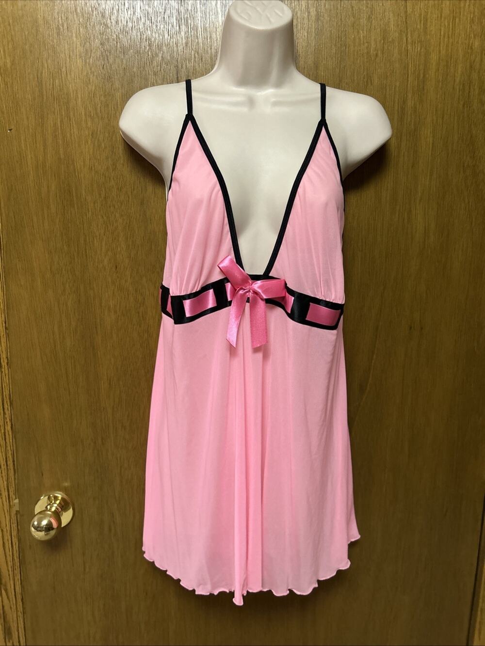 Lover's Lane 2X Babydoll SLINKY Lingerie Teddy Intimates Pink Black G26